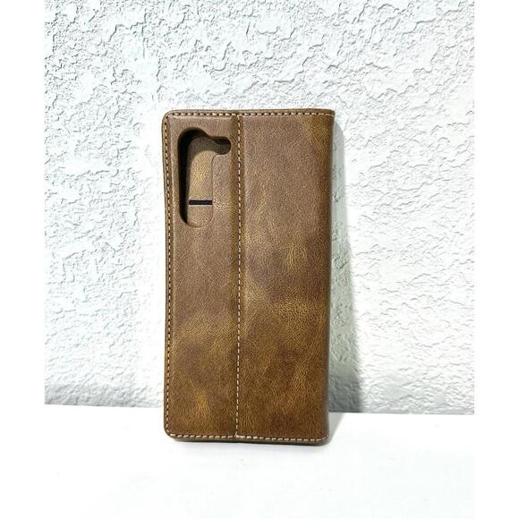 NEW LC.IMEEKE Phone Case for Samsung Galaxy S23 Plus Brown Leather Flip Case - Picture 1 of 8